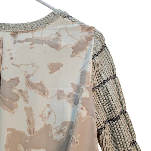 Simply Vera Cream Gray Silver Sweater Geometric Back Brown Medium Classic - Picture 5 of 8